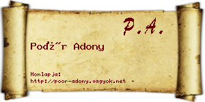 Poór Adony névjegykártya